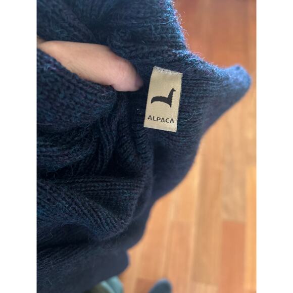 Peruvian Link Alpaca Heathered Blue Open Cardigan - Picture 6 of 12